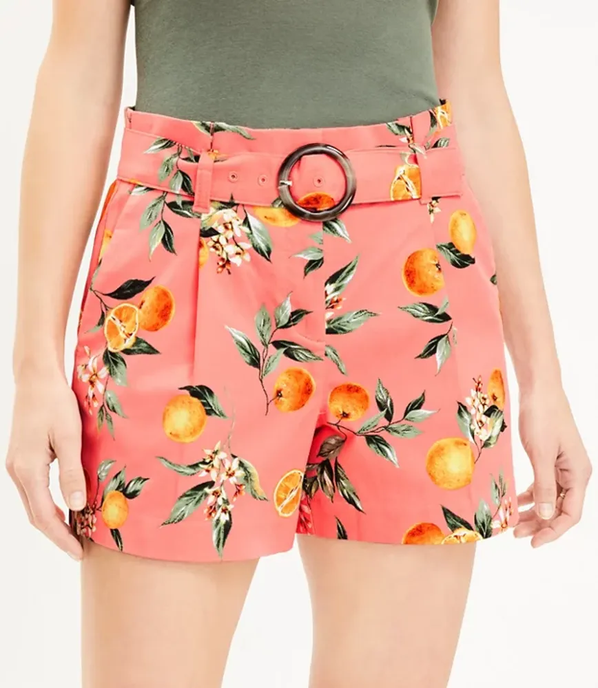 Petite Belted Shorts Orange Harvest Pique