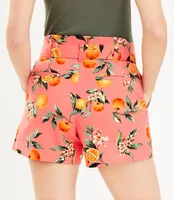 Petite Belted Shorts Orange Harvest Pique