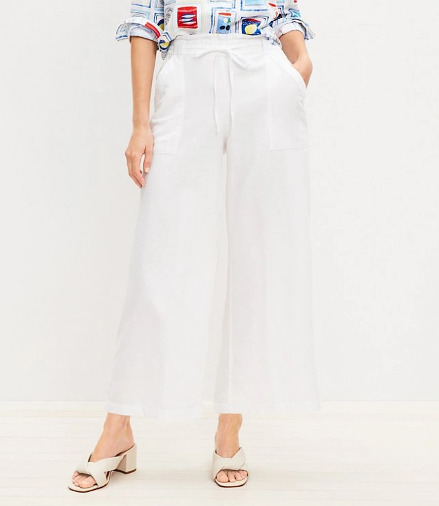 Petite Pull On Linen Cotton Wide Leg Pants