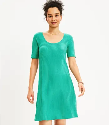 Petite Ribbed Scoop Neck Shift Dress