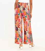 Petite Pull On Linen Blend Wide Leg Pants in Patchwork Bloom