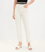 Petite Frayed High Rise Straight Jeans Popcorn