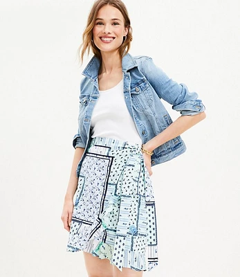 Petite Patchwork Ruffle Wrap Skirt