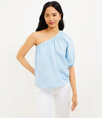 Petite Striped One Shoulder Blouse