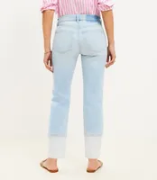 Petite Curvy Girlfriend Jeans Patched Light Indigo Wash