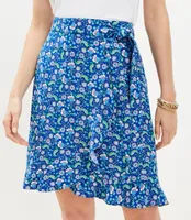 Petite Floral Ruffle Wrap Skirt