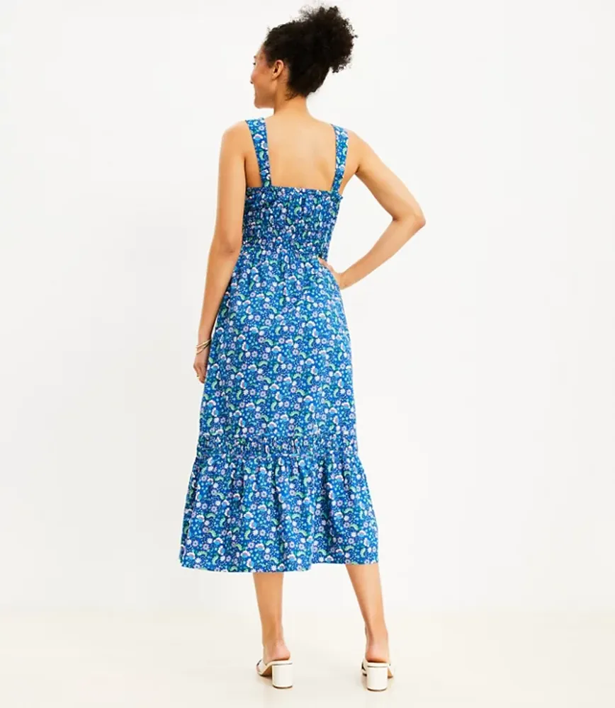 Petite Floral Shirred Flounce Maxi Dress