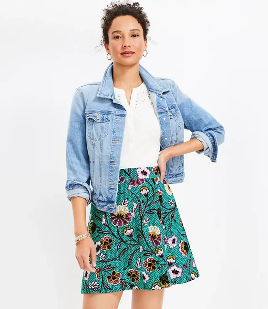 Petite Botanical Seamed Skirt