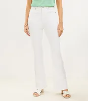 Frayed High Rise Slim Flare Jeans White