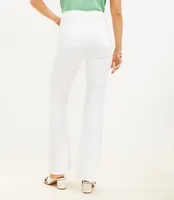 Petite Frayed High Rise Slim Flare Jeans White