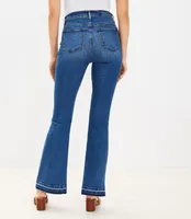 Unpicked Hem High Rise Slim Flare Jeans Dark Wash