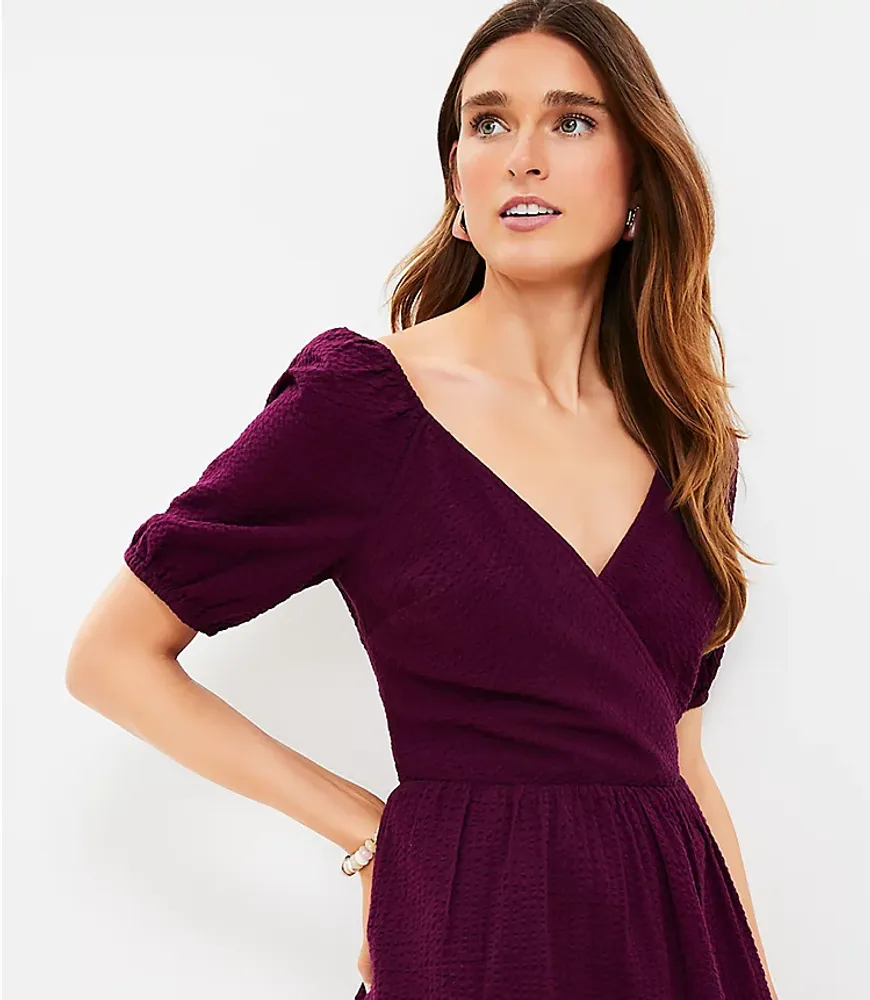 Spacedye Puff Sleeve Flounce Swing Dress