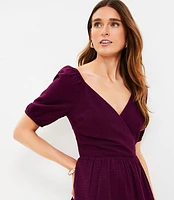 Petite Crinkle Flounce Puff Sleeve Dress