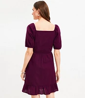 Petite Crinkle Flounce Puff Sleeve Dress