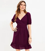 Petite Crinkle Flounce Puff Sleeve Dress