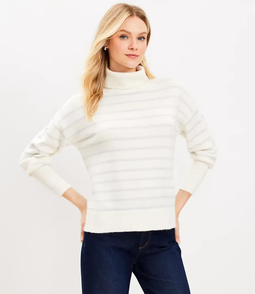 Shimmer Stripe Turtleneck Sweater