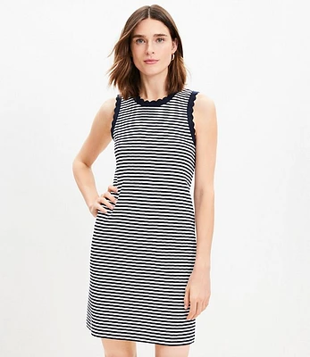 Tall Striped Scalloped Ribbed Mini Dress