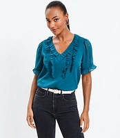 Clip Ruffle V-Neck Top