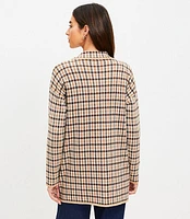 Plaid Open Sweater Blazer