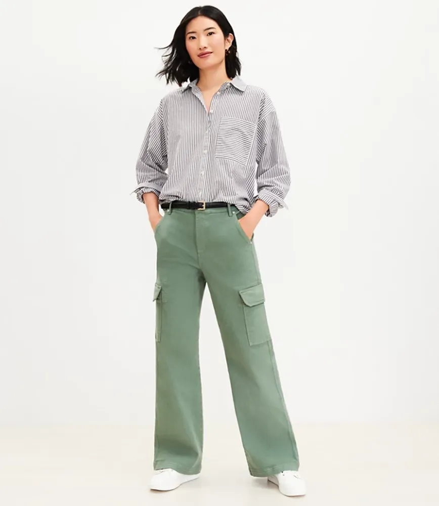 High Rise Wide Leg Utility Jeans Mountain Rosemary