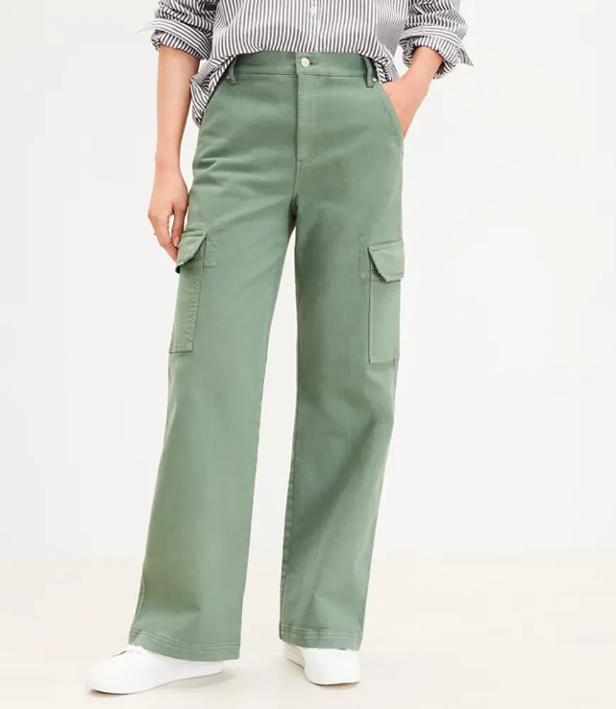 High Rise Wide Leg Utility Jeans Mountain Rosemary