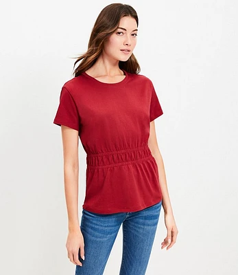 Elastic Waist Peplum Tee