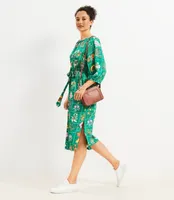 Petite Garden Puff Sleeve Midi Dress