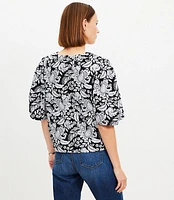 Petite Paisley Bell Sleeve Blouse