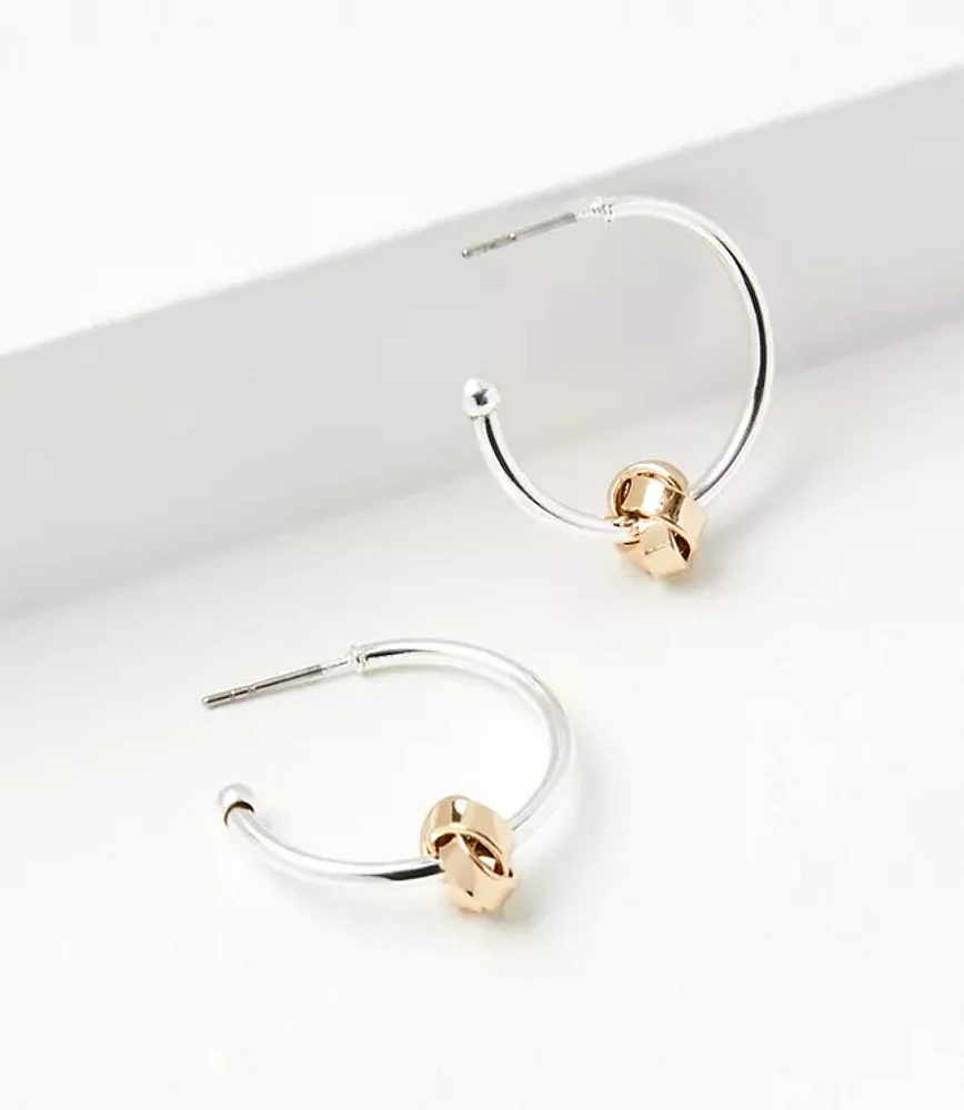 Mixed Metal Knot Hoop Earrings