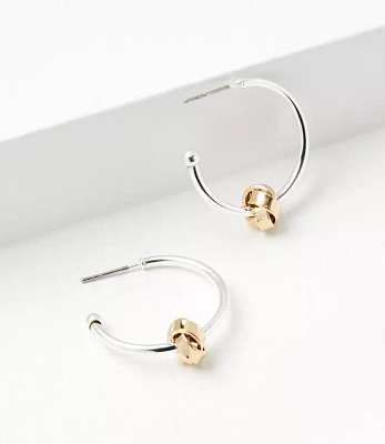 Mixed Metal Knot Hoop Earrings