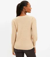 Sparkle Puff Sleeve V-Neck Sweater