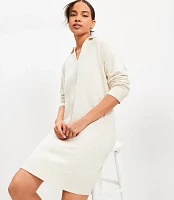 Rib Trim Collared Mini Sweater Dress