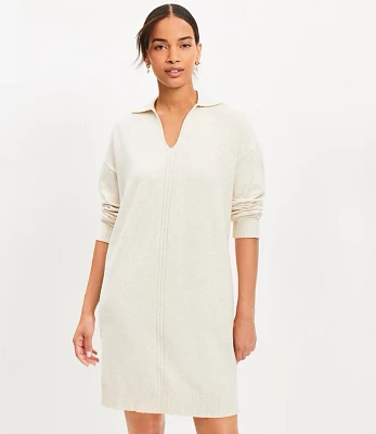 Rib Trim Collared Mini Sweater Dress