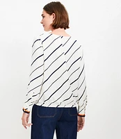 Petite Border Stripe Bubble Hem Blouse