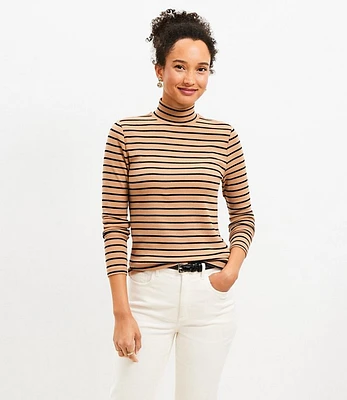 Stripe Ribbed Mock Neck Top