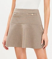 Petite Plaid Button Flounce Mini Skirt