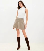 Petite Plaid Button Flounce Mini Skirt