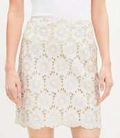 Shimmer Floral Eyelet Mini Skirt