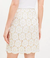 Shimmer Floral Eyelet Mini Skirt