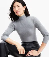 Heathered Ribbed Mock Neck Top