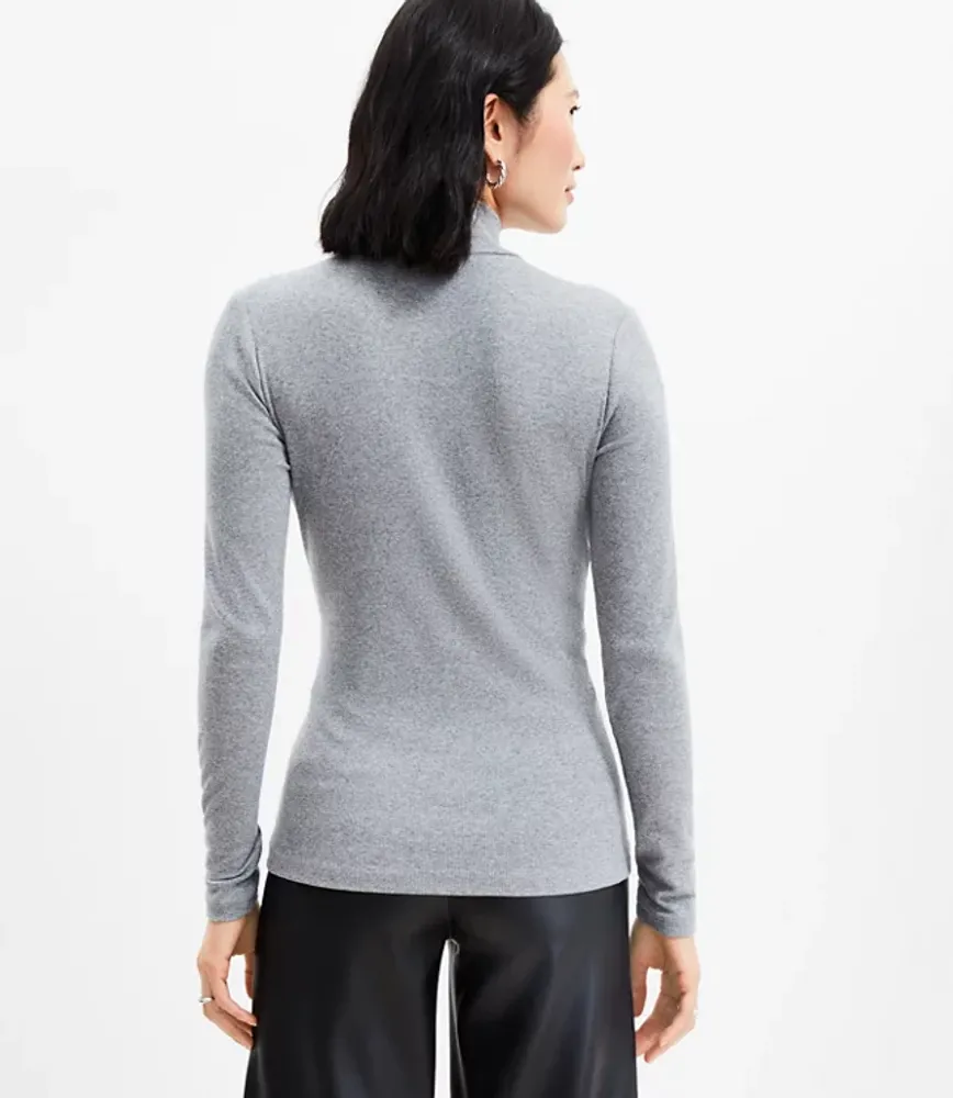 Heathered Ribbed Mock Neck Top