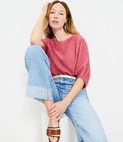 Pleated Elbow Sleeve Top