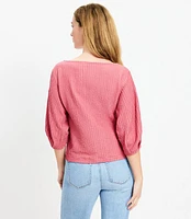 Pleated Elbow Sleeve Top