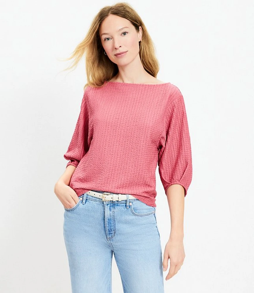 Pleated Elbow Sleeve Top