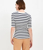 Stripe Perfect Ribbed Elbow Sleeve Tee