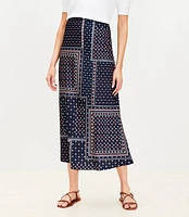 Tall Bandana Print Satin Bias Midi Skirt