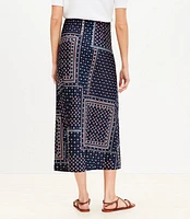 Tall Bandana Print Satin Bias Midi Skirt