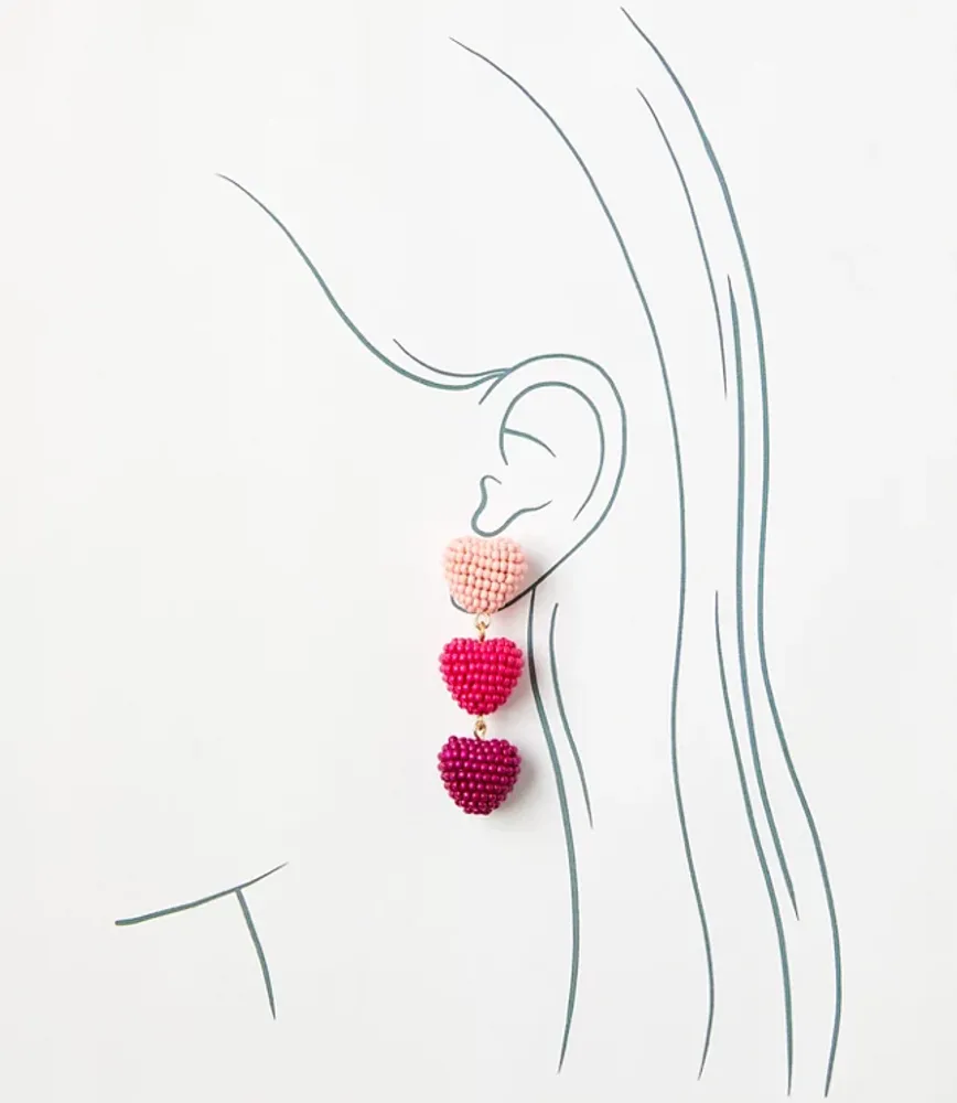 Heart Drop Statement Earrings