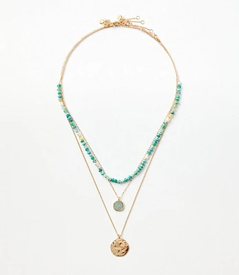 Coin Beaded Layered Necklace