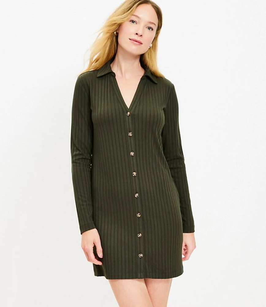 Petite Ribbed Mini Shirtdress